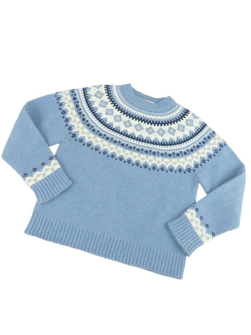 Miu Miu Sweater Sapphire Blue Wool Scottish Motif Crew Neck Top 36